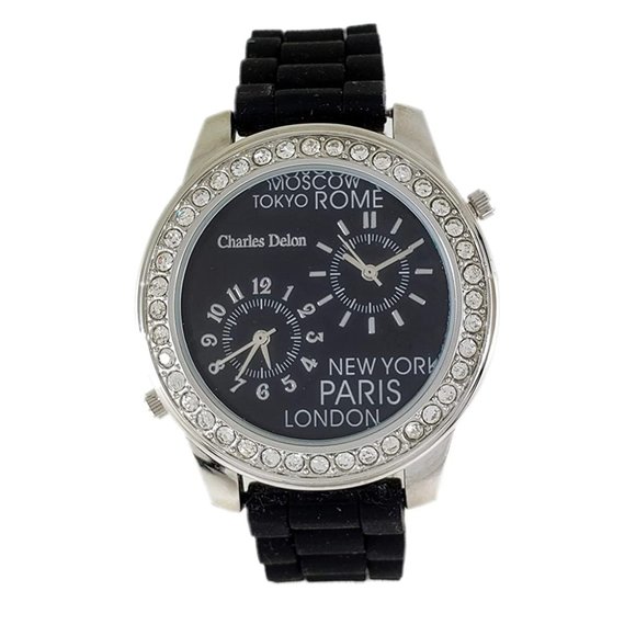 Charles Delon Casual Style Black/Silver Watch main image 2